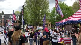 Anti-lockdown protesters gather outside home of Minnesota Governor Tim Walz