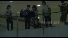 Protesters chant slogans in Moko Mall on second week-end of protests in Hong Kong