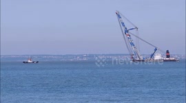 Matador 3 crane barge being towed past Sheerness, UK