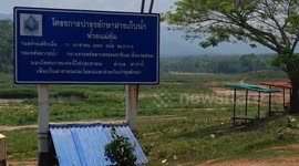 Thai locals are plating sunflower to bright up reservoir suffering with drought