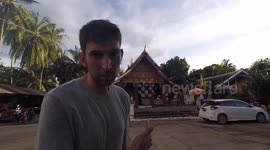HILARIOUS COMPILATION OF MAN VISITING TEMPLES IN LAOS - Quick-cut - FUNNY !