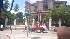 Classic and very peculiar cars circulating on the streets