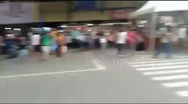 Angry market traders tear down coronavirus road block in Indonesia