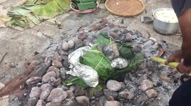 Tradisional cooking with Burn Stones