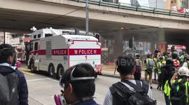 Water cannon fired at protesters in Hong Kong