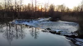 River waterfall at dusk