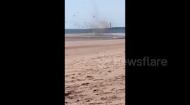 Controlled explosion of two WWII bombs on Scottish beach