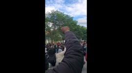 Protestors in Montréal kneel in peace for justice George Floyd