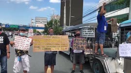 Jeepney drivers protest against lockdown restrictions in the Philippines