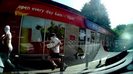 Dashcam captures moment three men steal from shop in western England