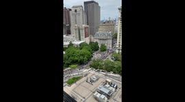 Incredible view shows huge mass of protesters marching towards City Hall in NYC