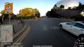 London, Neasden, car travelling in the wrong direction. Luckily no collision.