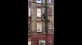 Fearless Scottish man scales building to get into second-floor window