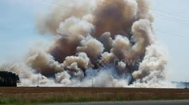 Raging fire and smoke engulfs sky along highway 17 in North Carolina