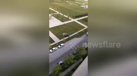 Luxury sports car wrecked and ‘spewing liquid’ after Canadian driver flees the scene of accident