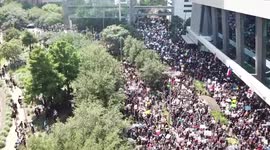 Drone footage shows intensely crowded protest in Houston for death of George Floyd