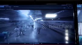 Extended Version; Heart warming moment a police constable rushes to hand over a packet of milk for a 3 month old baby in Bhopal, Central India