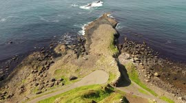 Drone Descent Across Giant's Causeway