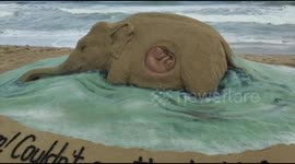 Sand artist’s heart-wrenching tribute to pregnant elephant killed after being fed firecracker fruit in Kerala