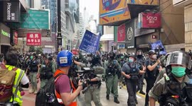 Police clearing operation at the Anti-National Security Law protest in Hong Kong on 24 May 2020