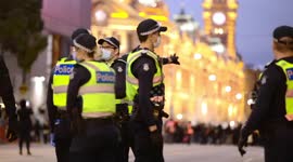 Police outside Flinders St station during BLM protest, Melbourne