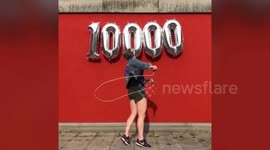 Girl shows off her incredible skills with a skipping rope