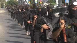 Military march organised in honour of former head of the Palestinian Islamic Jihad Ramadan Shalah