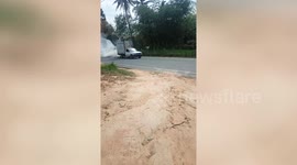 Truck belching out white exhaust fumes shocks locals