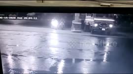 CCTV footage shows two scooter arriving in petrol pump, then suddenly the Earthquake came. The incident happened in Motichirai village in  Bhachau Kutch Gujarat India.
