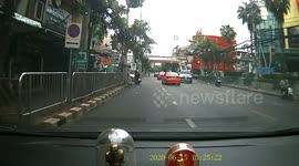 Toddler inches from being knocked down after running in front of car