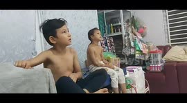The fun that make by natural behavior of kids in front of funny movie.