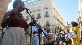 Concentración del movimiento 'Black lives matter' con una protesta en Sol