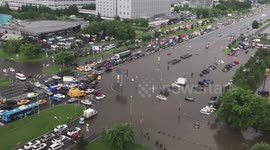 Torrential downpours cause flooding and traffic chaos in Moscow