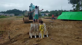 Children Play Excavators