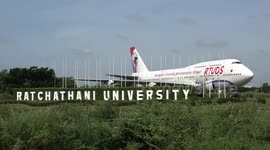University has retired Boeing 747 parked at the entrance