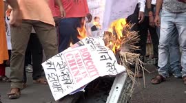 Indians call for boycott of Chinese goods during protest in Kolkata