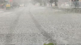 Newsflare Edit - Hail Storm Point-of-view Inside The Car