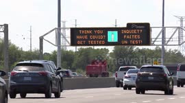SIgns on highway 401 in Toronto reminding people to get tested for COVID 19 coronavirus