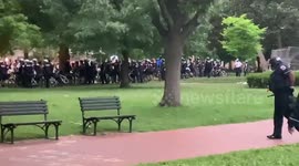 Lafayette Square - Police close park to DC protestors trying to tear down Andrew Jackson Statue