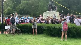Police vs. protesters in Lafayette Square in attempted tear down of Andrew Jackson statue
