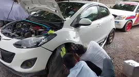 Mechanic spends five hours searching through car for kittens stuck in engine