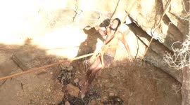 Firefighters rescue man who fell into 50ft well in southern India