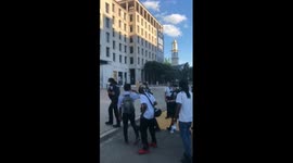 Peaceful protest at the Black Lives Matter Plaza in Washington