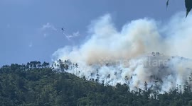 Helicopters battle raging mountain fire at beauty spot in Taiwan