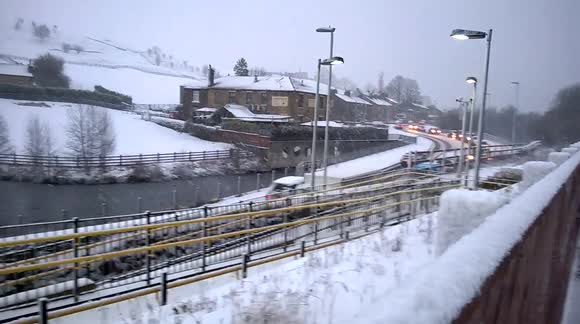 Heavy snow at Littleborough train station