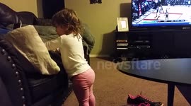 Baby figures out if she gets hurt she gets held..