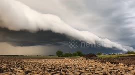 Daunting storm clouds sweep across the Wisconsin sky