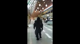 Man surprises girlfriend at US airport in full-body gorilla suit