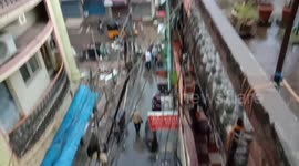 Local road after rain in Rajahmundry, androprodesh