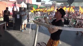 Man sets world record of most torches extinguished in mouth in just 60 seconds